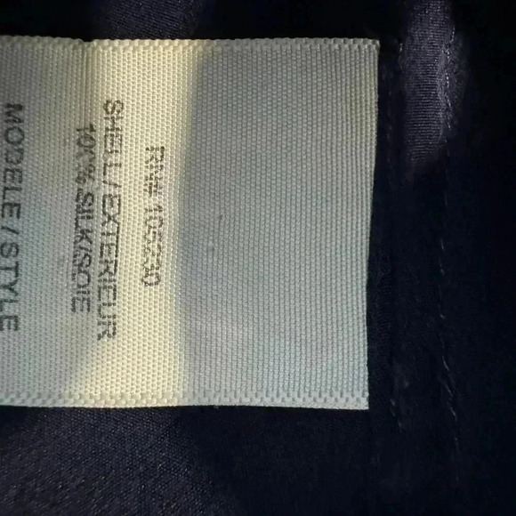 Joie 100% silk dress navy with ruffle v-neck button down front size L - Picture 8 of 12